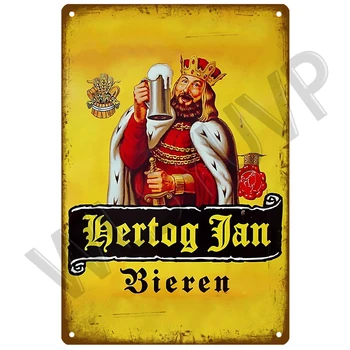 La Chouffe Retro Hertog Jan Metal Sign Tin Tegn Whisky Belgien Øl Plak Metal Væg Indretning Vintage-Stil Plakat Plader Mand Cave