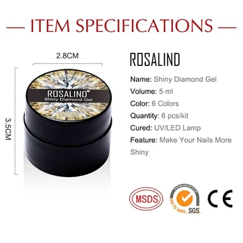 ROSALIND Diamant Gel Polish Sæt Platinum Lak Hybrid Stempel Akryl Negle Kit til Alle For Manicure Maling Gel Neglelak 6STK/Sæt
