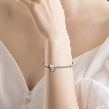 2021 Nye Øjeblikke Hjerte T-Bar Slange Kæde Armbånd Passer Oprindelige 925 Sølv Charms og Perler Kvinde DIY Smykker at Gøre