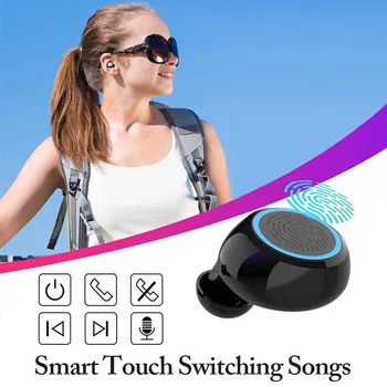 Kiitoo 2200mAh Trådløse Bluetooth-Hovedtelefoner, Håndfrit Hovedsæt Vandtætte Øretelefoner HIFI Stereo Gaming Headset Med Mikrofon