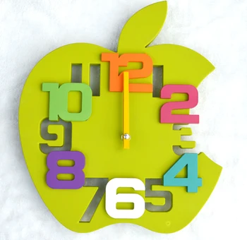Apple Børn Væg Ur Gange Kvarts Moderne Design lyd fra børneværelset Stille væg Ur Mekanisme Ure Klok Dekoration 50ZB292
