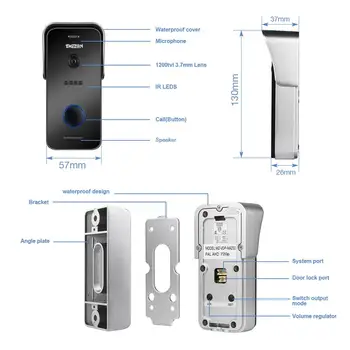 TMEZON Wireless/Wifi-Smart IP-Video Dørklokken Intercom System ,10 Tommer+7 Tommer Skærm med 1x720P Kablede Dør Telefon Kamera