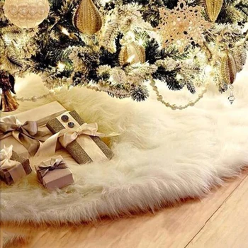 Luksuriøs Træ Nederdel Blød Tyk Udsøgt Lille Træ Nederdele Ren Hvid Plys Træ Nederdel Christmas Tree Dekoration Tilbehør