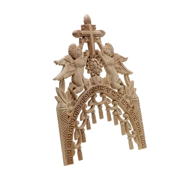 Træ Udskårne Hjørne Implantatet Applique Ramme Døren Dekorere Europæiske Massivt Udskåret Tilbehør Buddhistisk Alter På Tværs Af Træ-Figurer