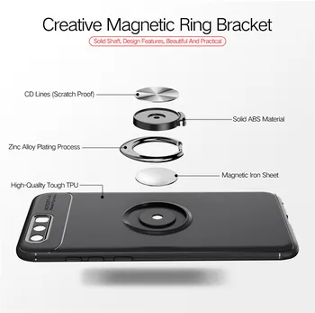 For Huawei Honor 9 V9 V10 Tilfælde Dække Farverige Metal Magnetisk Ring Indehaveren Blød Silikone TPU Luksus Sag for Huawei Honor 8 Pro