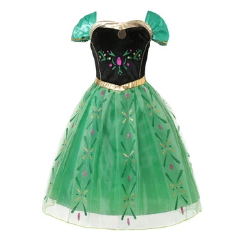 Børn fødselsdagsfest Cosplay Anna Kostume til Toddler Pige Tøj Blomster Mesh Ball Gown Dress