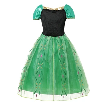 Børn fødselsdagsfest Cosplay Anna Kostume til Toddler Pige Tøj Blomster Mesh Ball Gown Dress