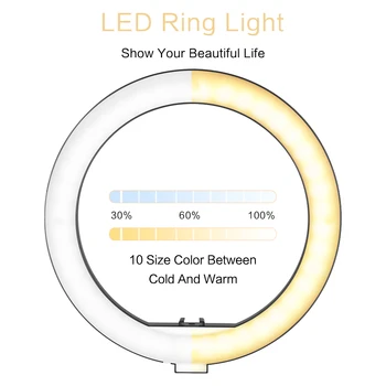 10tommer LED-Ringen Lys Fotografering Selfie Ring Belysning med Stativ og Stå, for Smartphone Youtube Makeup Video Studio Ring Lampe