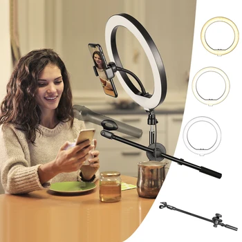 10tommer LED-Ringen Lys Fotografering Selfie Ring Belysning med Stativ og Stå, for Smartphone Youtube Makeup Video Studio Ring Lampe