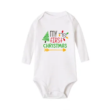 Langærmet Min Første Jul Rensdyr Print Baby Body Suit 0-18M Dreng Pige Tøj Bomuld Baby Pige Onsies Buksedragt