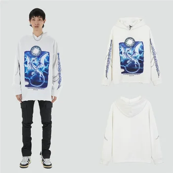 LINDSEY SEADER Mænds Vinter, Varm, Hættetrøjer Sweatshirt Fleece Goth Dragon Harajuku Oversize Japansk Streetwear Mænd Tøj