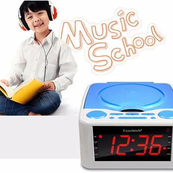 Clocket-cd-drev, CD-afspiller, stereoanlæg højttalere, vækkeur usb-prænatal Zaojiao / WMA-musik, FM-radio, aux-indgang MP3-hovedtelefon-udgang