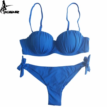 EONAR Kvinder Bikinier 2020 Top Bølget Fold Design Push Up Badedragt Brasiliansk Snit Bunden Bikini Sæt Justerbare badetøj Badetøj