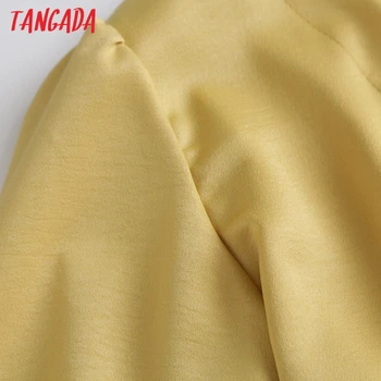 Tangada Kvinder 2020 Chiffon Shirts Lange Ssleeve Knappen Dekorere skrue Ned Ccollar Elegante Kontor Damer Toppe 5M23