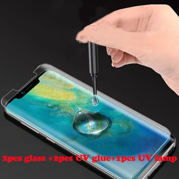 Nano Flydende Fuld Lim 2stk Hærdet Glas&2stk Lim&1stk UV-Lys for Huawei P20 Pro Mate 20 Pro Mate 20 Lite Skærm Protektor
