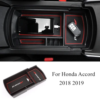 ABS Bilen opbevaringsboks Central Kontrol Differentieret opbevaringsboks Indbygget Non-slip Mat For Honda Accord 2018 2019 Tilbehør