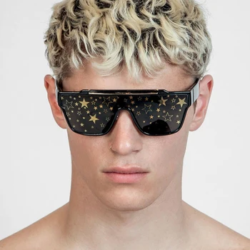 2020 Luksus Brand Design Klassiske Firkantede Solbriller Mænd Kvinder Vintage Hældning Stjernede Flad Top Spejl solbriller Til mænd UV400