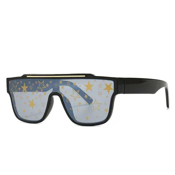 2020 Luksus Brand Design Klassiske Firkantede Solbriller Mænd Kvinder Vintage Hældning Stjernede Flad Top Spejl solbriller Til mænd UV400