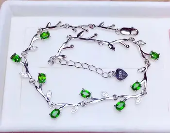 Naturlige Diopside .925 sølv, grøn smykker, farvede smykker, som alle kan lide.
