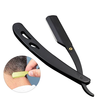 Mænd Intimbarbering Frisør-Værktøjer, Hår Barberblade og Knive Antik Sort Folde Intimbarbering Kniv i Rustfrit Stål Straight razor Indehaver