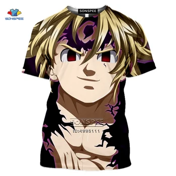 SONSPEE Japansk Anime De Syv dødssynder kortærmet T-shirt Nanatsu ingen Taizai T-shirt 3D Kvinder Casual Hip Hop-Shirt Søde Gris Hawk