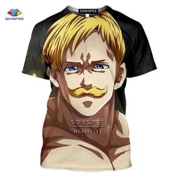 SONSPEE Japansk Anime De Syv dødssynder kortærmet T-shirt Nanatsu ingen Taizai T-shirt 3D Kvinder Casual Hip Hop-Shirt Søde Gris Hawk
