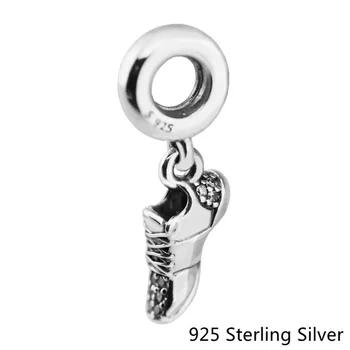 925 Sterling Sølv Kører Sko Dingle Charme Klare CZ Passer Helt DIY Kvinder Armbånd Smykker Mors Dag