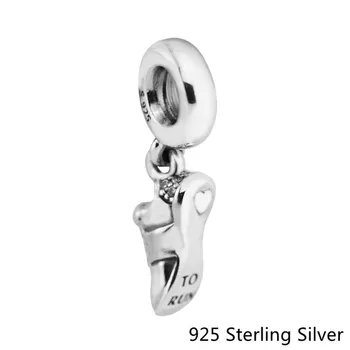 925 Sterling Sølv Kører Sko Dingle Charme Klare CZ Passer Helt DIY Kvinder Armbånd Smykker Mors Dag