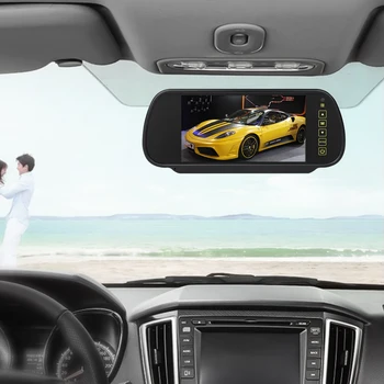 Bil Parkering Bistand Panorama Udsigt Hele vejen Rundt Bagudrettet Kamera System 360 grader med 7 Tommer TFT LCD-Bil Spejl Skærm