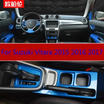 Høj kvalitet ABS carbon fiber interiør trim pailletter, instrumentbrættet trim For Suzuki Vitara 2016 2017 Car-styling
