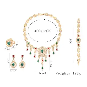 2019 Mode, Design Dråbe øreringe Smykker Sæt Luksus Multi-color Crystal Dubai Bruden Bryllup Guld Smykker Tilbehør 13597