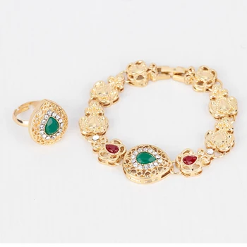 2019 Mode, Design Dråbe øreringe Smykker Sæt Luksus Multi-color Crystal Dubai Bruden Bryllup Guld Smykker Tilbehør