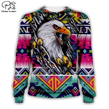 Mænd, Kvinder, indiske indfødte eagle Udskrive 3d-hættetrøjer harajuku sweatshirt lynlås pels Unisex streetwear Jakke Træningsdragt pullover 9