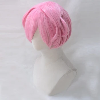 DDLC Doki Doki Litteratur Club Natsuki Parykker Pink Kort varmeandig Syntetisk Hår Cosplay Kostume Paryk + Kasket