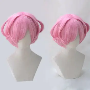 DDLC Doki Doki Litteratur Club Natsuki Parykker Pink Kort varmeandig Syntetisk Hår Cosplay Kostume Paryk + Kasket