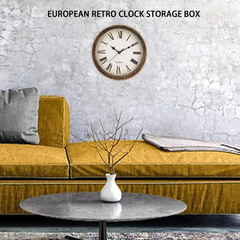 Nordisk Stil Vintage Runde Form Unikke Europæiske Mute vægur opbevaringsboks til Hjemmet Stue Dekoration 137