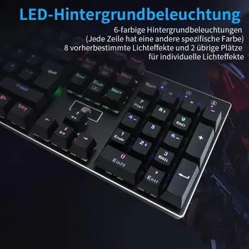 Z88 Mekanisk Gaming Tastatur 105 Nøgler QWERTZ tyske Layout Led-Baggrundsbelyst Outemu Skifte Gamer-Tastatur , Sort
