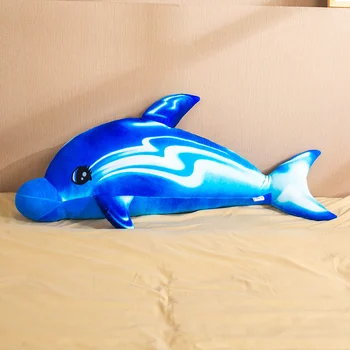 Dropshipping 1 stk 75-110cm Farverig Regnbue Marine liv Dolphin Plys Legetøj Bløde tøjdyr hvalhaj Dukke Kreativ Gave