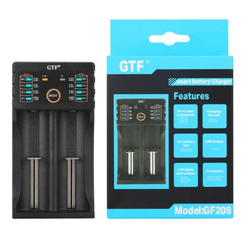 GTF GF208 USB-Intelligent batterioplader med Power Bank-Funktion til Ni-MH batterier, Lithium for 14500 26650 18350 18650 Batteri Celler