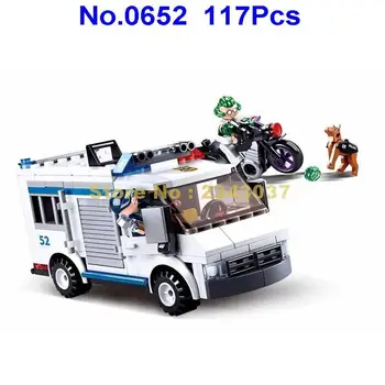 Sluban 117pcs urban urban swat politi politifolk escort lastbil motorcykel hunde byggesten Toy 13757