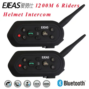 2 stk EJEAS E6 Multifunctio Motorcykel Intercom VOX BT Headset Hjelm Interne Bluetooth-Samtaleanlæg til 6 Ryttere 1200M Communica