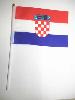 Verden Nationale Flag Kroatien Gratis fragt 14 * 21cm hånd bølge flag 50stk / taske med plast flagstang Polyester Udskrivning af banneret