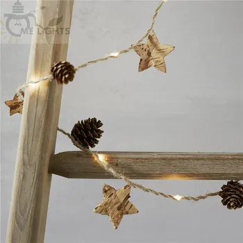 5M Fyrrekoglen Stjernede Jul kulørte Lamper Med Micro silver string lys batteri garland belysning Til hjemmet Xmas tree dekoration
