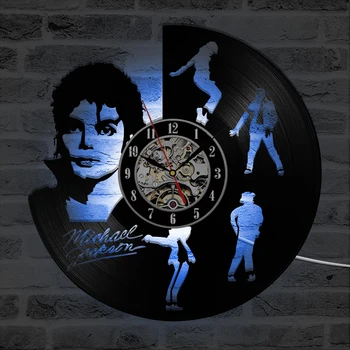 Dancing Michael Jackson Form FØRT vinylplade Ur Kreative Hængende Ure, Antik Indretning, Sort, Rund Hule vægur