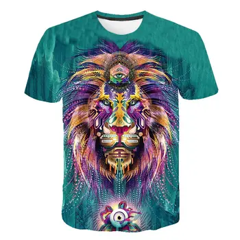 2020 Ny 3D-Lion T-shirt Mænd ' s Animal T-shirt Cool 3D-Stil Mønster 3DT Shirt Sommer Tendens Korte Ærmer
