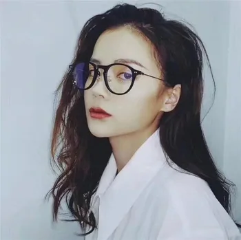 Cozmo Gennemsigtig grå næse pad koreanske mærke runde stel af metal briller briller recept briller anti blå lys linse