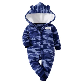 Baby jumpsuit fleece lynlås op toddler drenge tøj spædbørn piger buksedragt foråret varm outwear baby tøj piger, 9M-24M