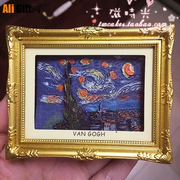 Fransk Van Gogh-Maleri Landskab Maleri Verden Ramme Køleskab 3D Magnet Køleskab Mærkat Souvenir Gave boligindretning