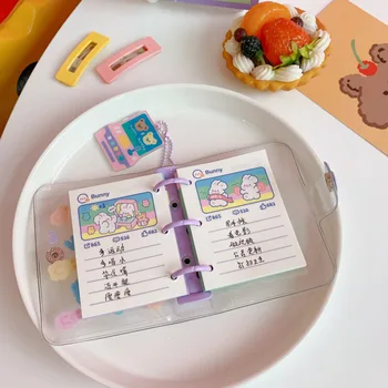 Mini Kawaii Dyr Hånden Konto Bog Gennemsigtig Løs-blad Bog koreanske Kreative Tegnefilm Bærbare skoleartikler