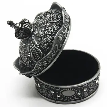 Vintage Smykkeskrin Antikke Crown Design Nipsting Skattekiste Opbevaring Sag